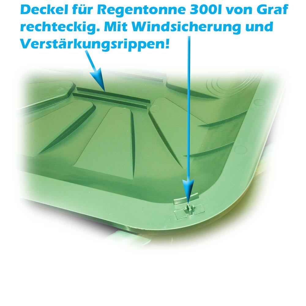 2 Stück Set Deckel für Regentonnen von Graf (Garantia) rechteckig 300l grün als Ersatz Regentonnendeckel