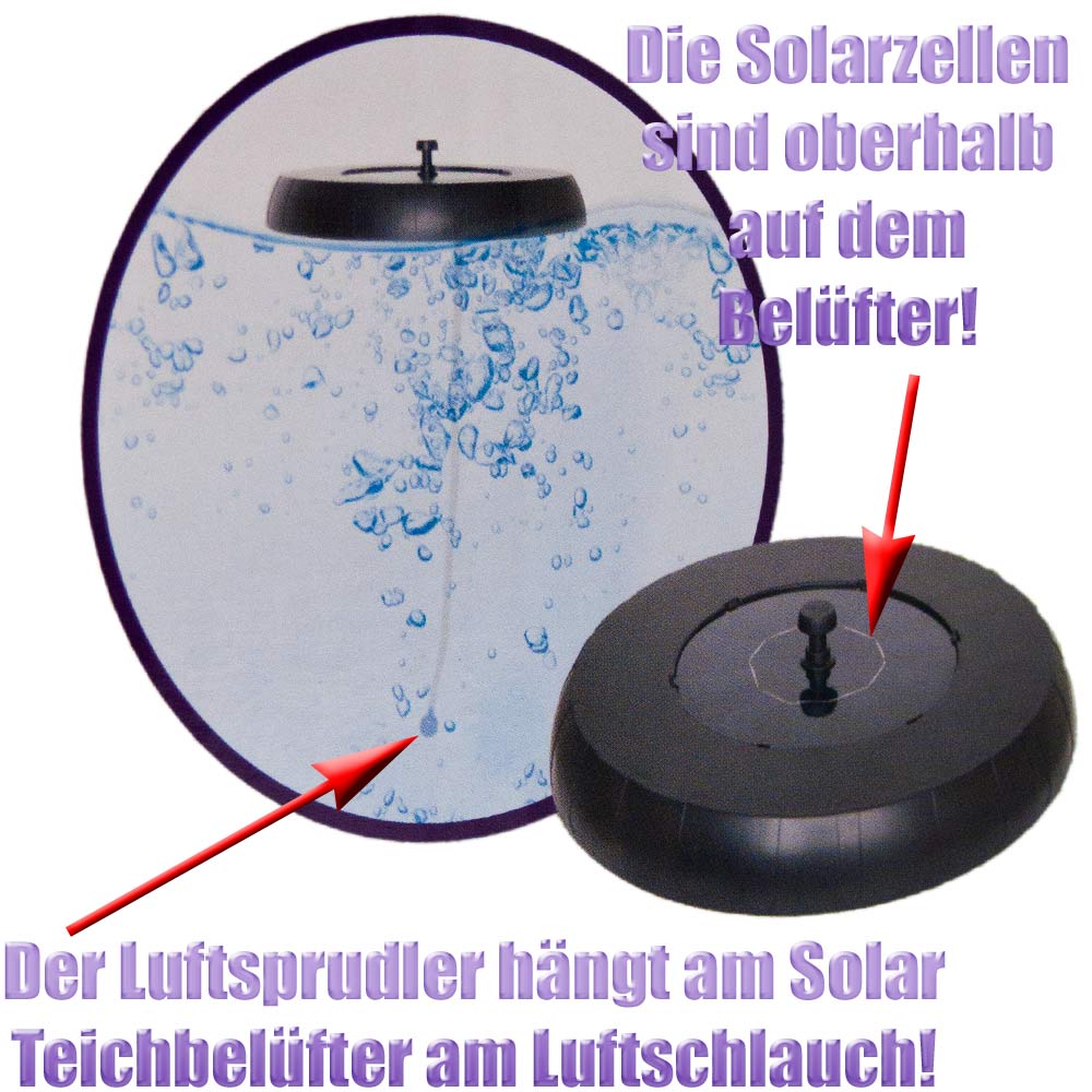 DEDOM Sauerstoffpumpe,Solarmodul,Teichbelüfter Luftpumpe,für Garten Teich  Aquarium Belüftungspumpe, Blau