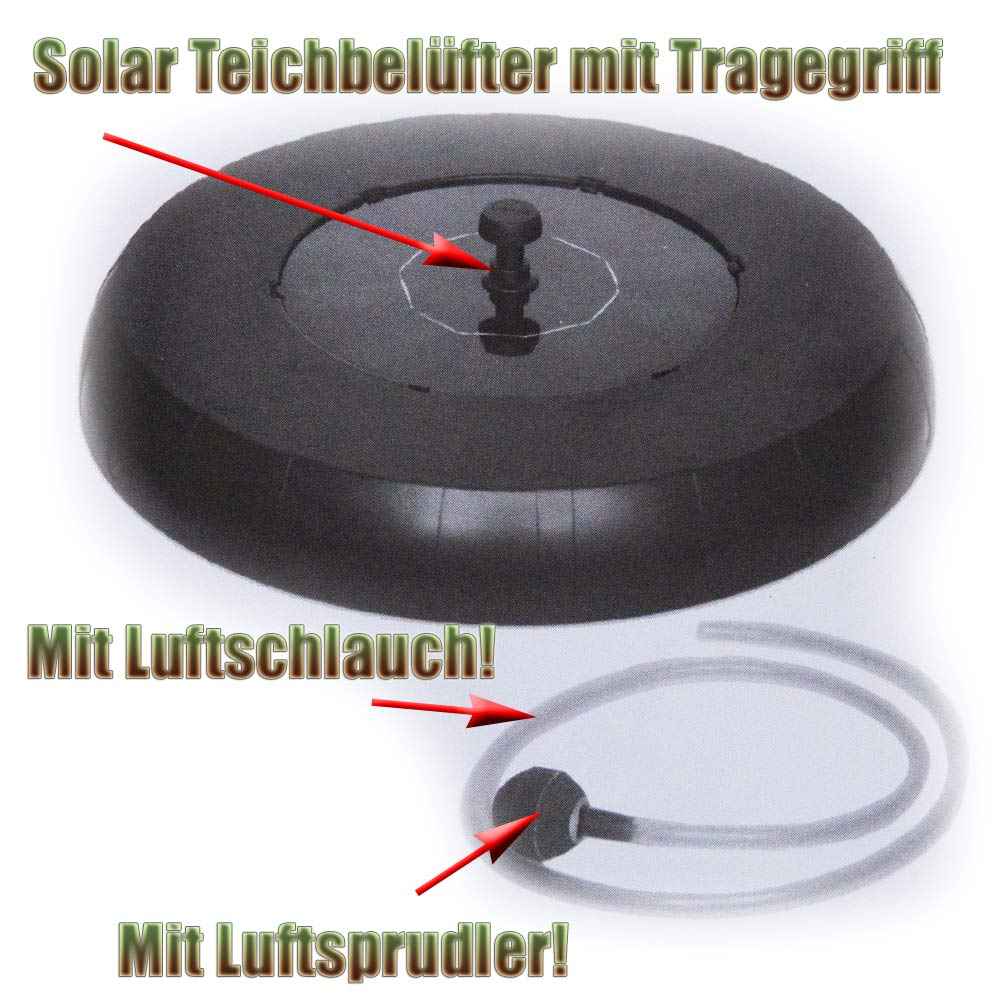 Teichbelüfter Solar schwimmend 6 Volt 1 Watt Teichbelüftung