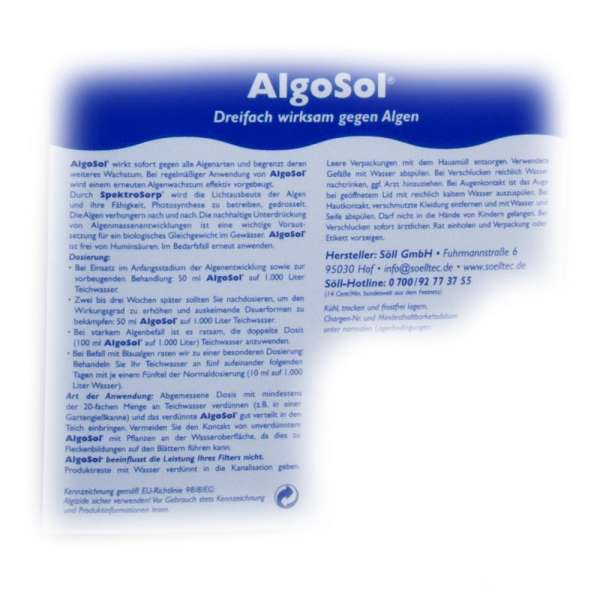 AlgoSol 10l bis 200000l Teichwasser von Söll gegen Algen Teichpflege