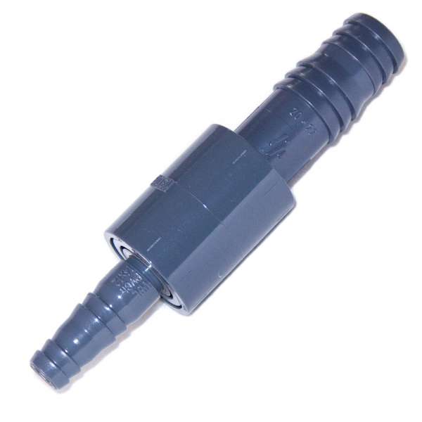 Adapter aus PVC-U für Schlauch mit 20 und 12,5 mm Durchmesser