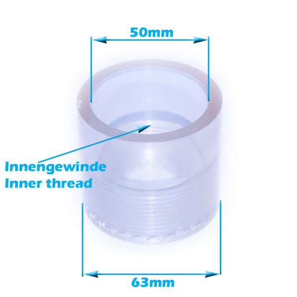 Transparente Gewindebuchse Van Gerven 50x63mm G 1 1/2"