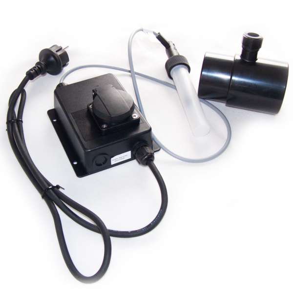 Strömungsschalter mit Steckdose als Überwachung für UVC Lampen und Teichpumpen