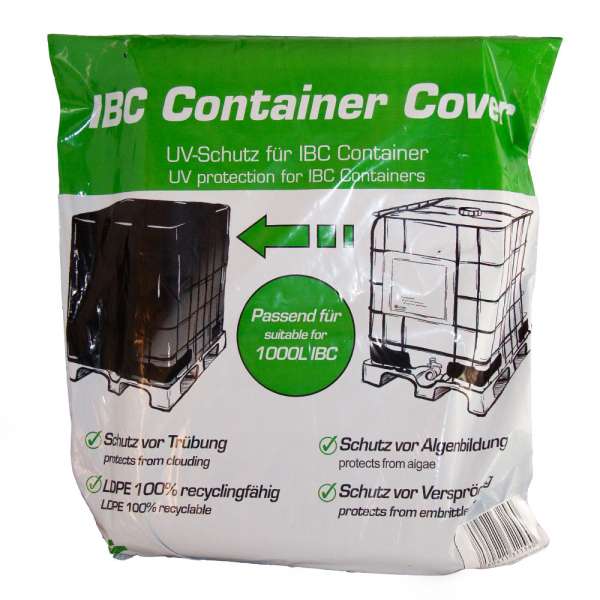 Haube, Überwurf, Verkleidung, Folie schwarz für 1000l IBC Container und Tanks gegen Algen im Teichfilter oder Regenwasser als UV Schutz