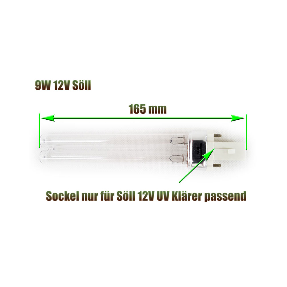12V UVC Ersatzlampe 9 Watt für Söll Algenklärer