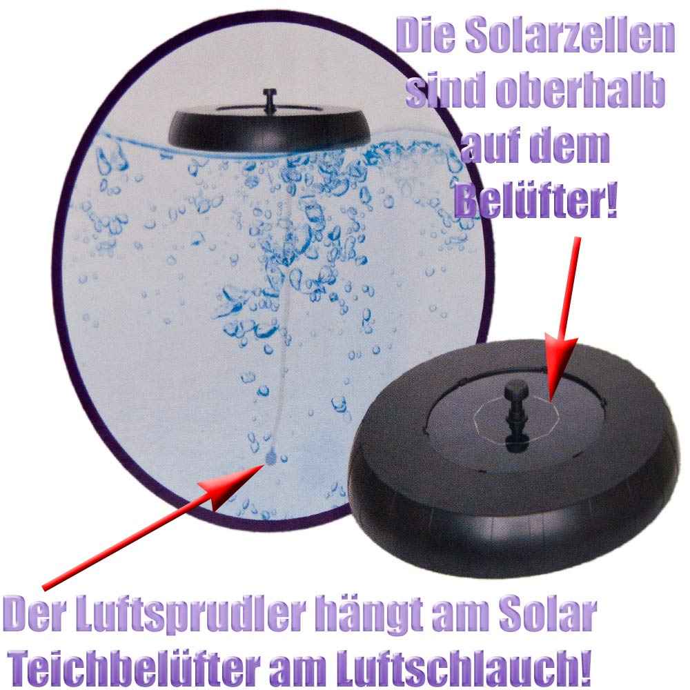 Teichbelüfter Solar schwimmend 6 Volt 1 Watt Teichbelüftung