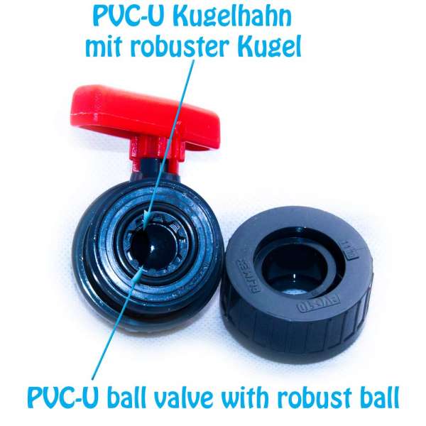 Leichtgängige Kugel im 40 mm Hahn aus PVC